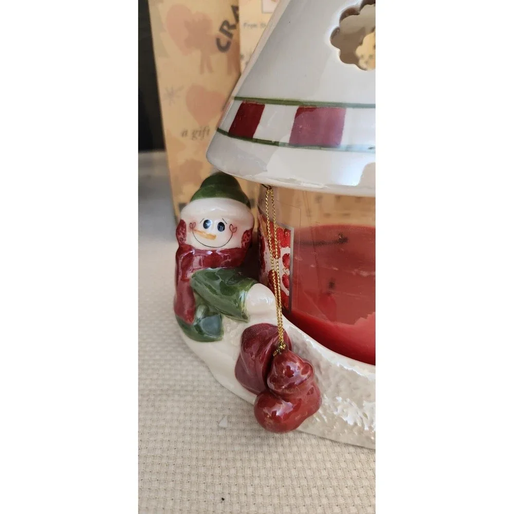 Crazy Mountain Snowman Jar Candle Holder Shady Knoll Cranberry & Sage Collection